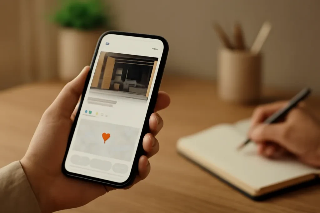 Móvil con la ficha de Google de un negocio local, sin página web