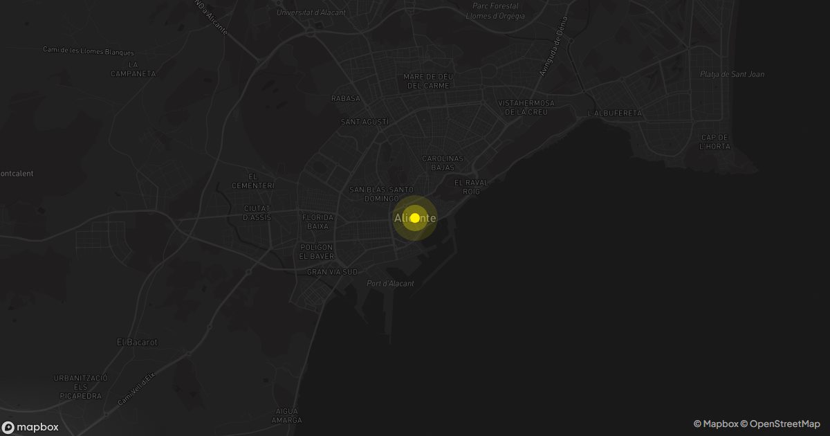 Mapa de Alicante: personas que piden presupuesto de mudanza cada mes